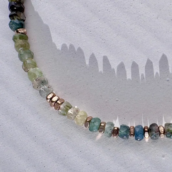 Multi Blue/Green Tourmaline Bracelet , Gold Filled - Picture 2 of 3